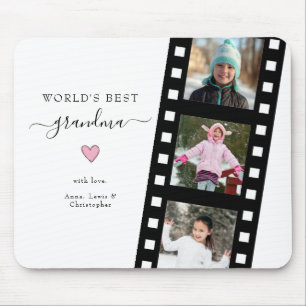 World's Best Grandma Minimalist Custom 3 Photo Mouse Pad