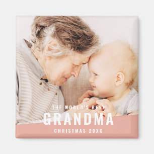 World's Best Grandma Modern Chic Photo Holiday Magnet