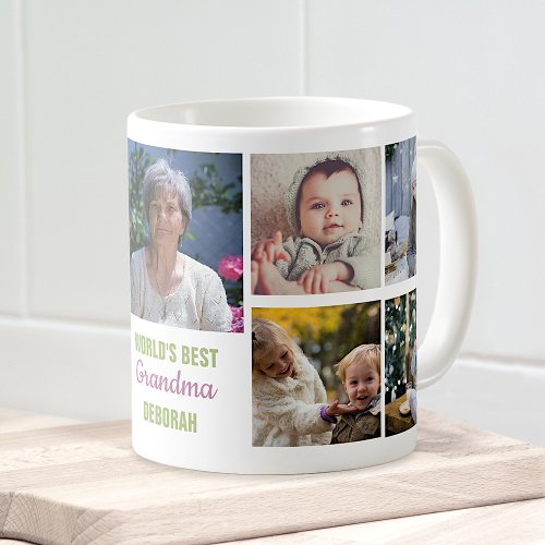 Worlds Best Grandma Name Instagram Photo Collage Coffee Mug