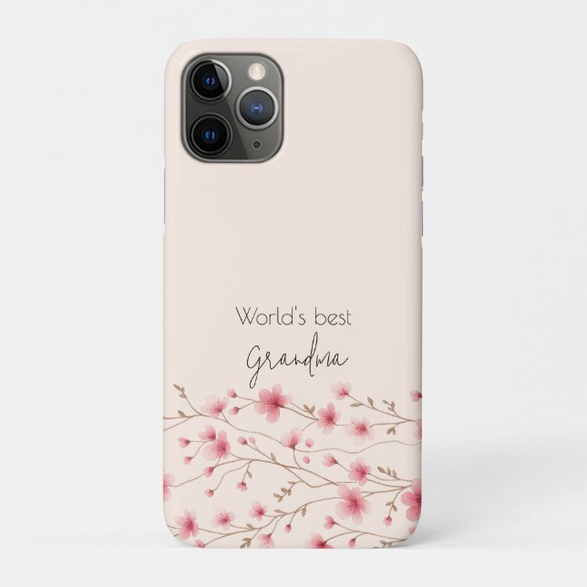World's Best Grandma - Pastel Floral Personalized  Case-Mate iPhone Case (Back)