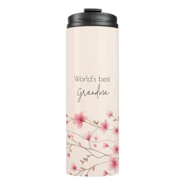 World's Best Grandma - Pastel Floral Personalized  Thermal Tumbler (Front)