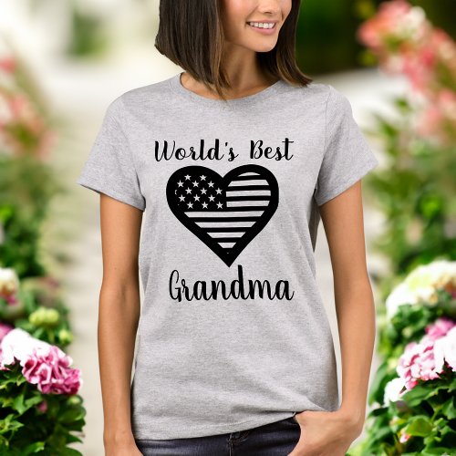 Worlds Best Grandma Patriotic Heart T_Shirt