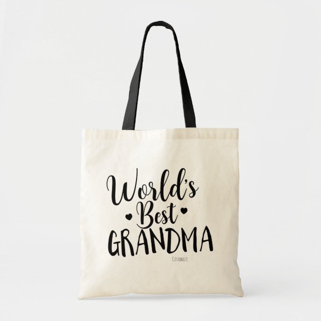 WORLD'S BEST GRANDMA Personalized Custom Name Tote Bag (Front)