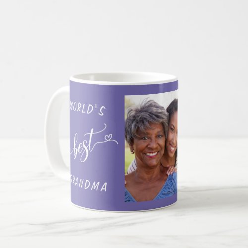 Worlds Best Grandma Personalized Photo Purple Coffee Mug