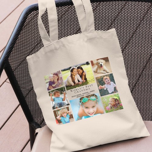 Worlds Best Grandma Photo Collage Personalized Tote Bag