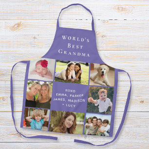 World's Best Grandma Photo Collage Purple Apron