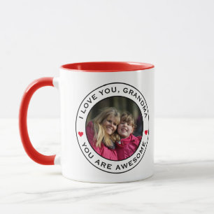 Worlds Best Grandma Photo Heart Red White Black Mug