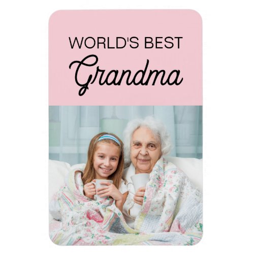 Worlds Best Grandma Pink Grandchild Photo  Magnet