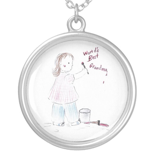 World's Best Grandma Silver Plated Necklace (Front)