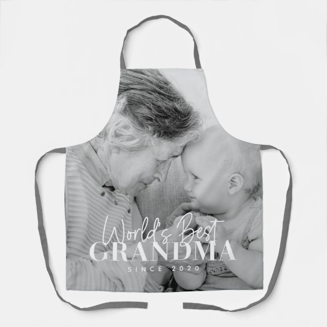 World's Best Grandma Since 20XX Simple Chic Photo Apron (Front)