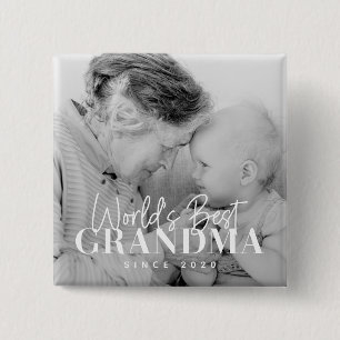 World's Best Grandma Since 20XX Simple Chic Photo Button