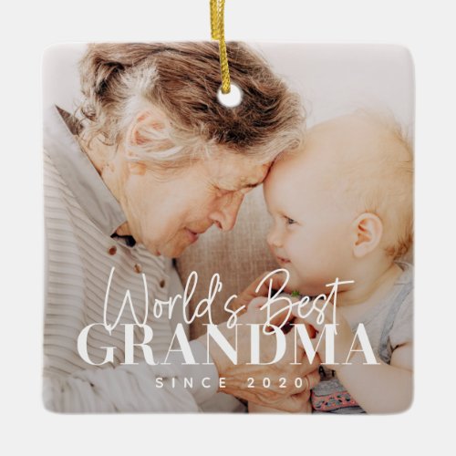 Worlds Best Grandma Since 20XX Simple Chic Photo Ceramic Ornament