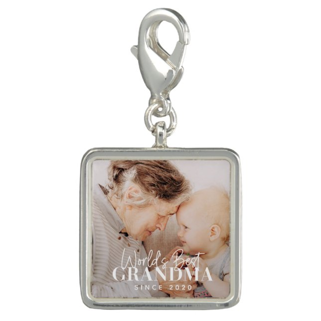 World's Best Grandma Since 20XX Simple Chic Photo Charm (Front)
