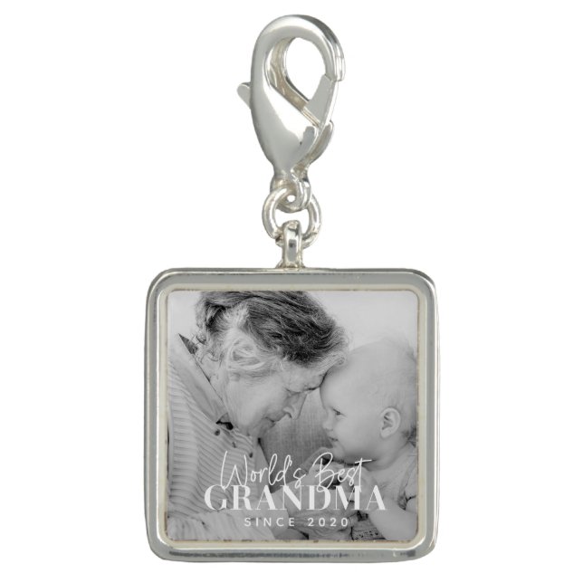 World's Best Grandma Since 20XX Simple Chic Photo Charm (Front)