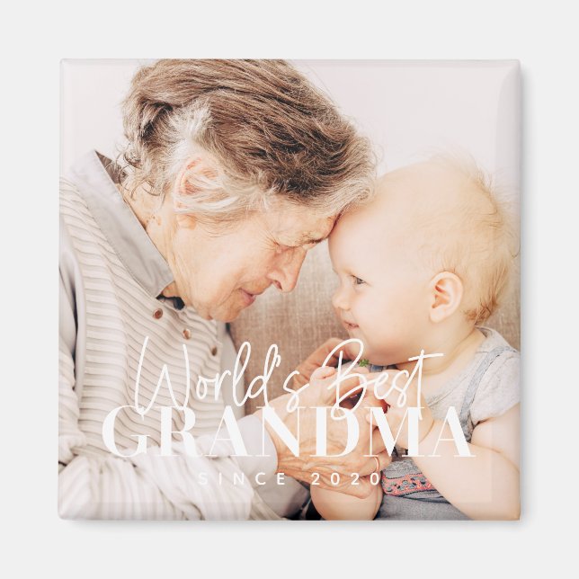 World's Best Grandma Since 20XX Simple Chic Photo Magnet (Front)