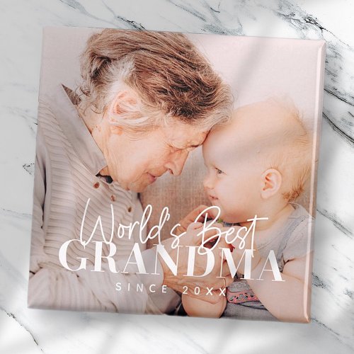 Worlds Best Grandma Since 20XX Simple Chic Photo Magnet