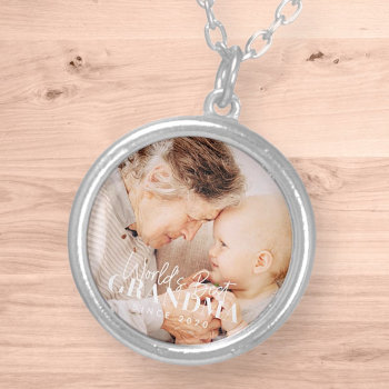 World's Best Grandma Since 20xx Simple Chic Photo Silver Plated Necklace by SelectPartySupplies at Zazzle