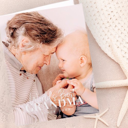 Worlds Best Grandma Since 20XX Simple Chic Photo Thank You Card
