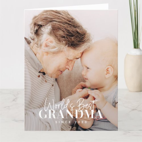 Worlds Best Grandma Since 20XX Simple Chic Photo Thank You Card
