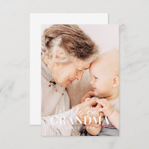 Worlds Best Grandma Since 20XX Simple Chic Photo Thank You Card