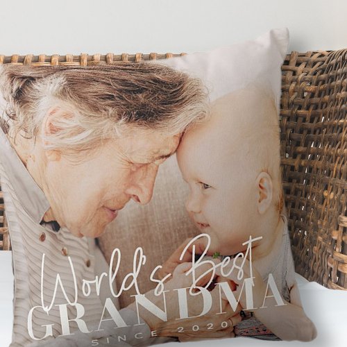 Worlds Best Grandma Since 20XX Simple Chic Photo Throw Pillow