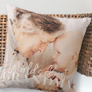World's Best Grandma Since 20XX Simple Chic Photo Throw Pillow