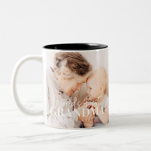 Worlds Best Grandma Since 20XX Simple Chic Photo Two_Tone Coffee Mug