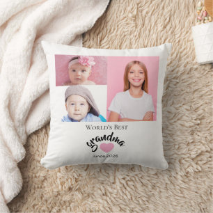 Worlds Best Grandma Since Year 3 Photo Cute Throw Pillow