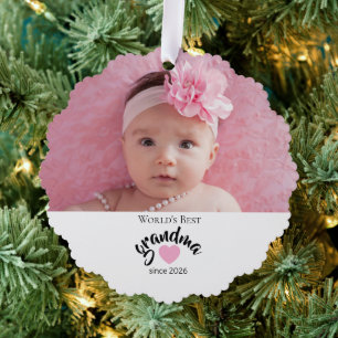 Worlds Best Grandma Since Year Photo Cute Ornament Card