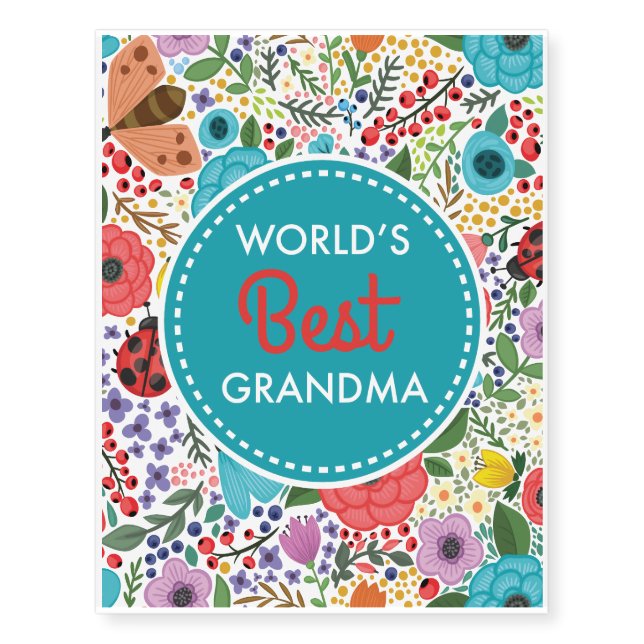 World's Best Grandma Temporary Tattoos (Front)