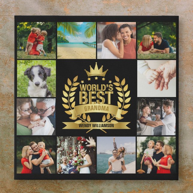 World's Best Grandmother Grandma Photo Collage Faux Canvas Print (World's Best Grandmother Grandma Photo Collage Faux Canvas Print)