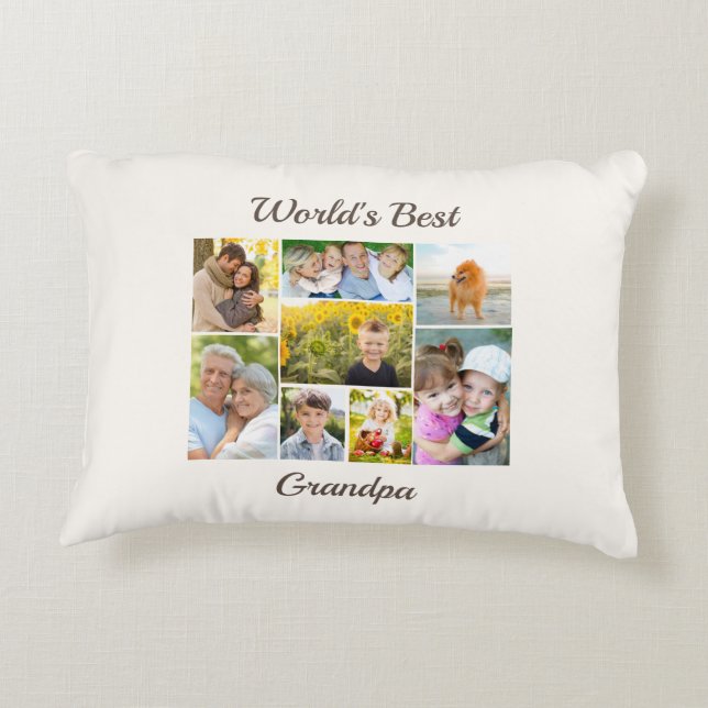 World's Best Grandpa 8 Photo Collage   Accent Pillow (Back)