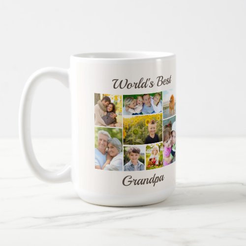 Worlds Best Grandpa 8 Photo Collage    Coffee Mug