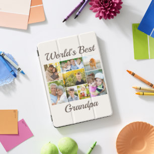 World's Best Grandpa 8 Photo Collage Grandchildren iPad Pro Cover