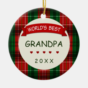 World's Best Grandpa (any name) Holiday Gift Ceramic Ornament