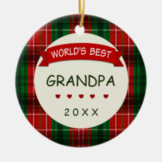 World's Best Grandpa (any name) Holiday Gift Ceramic Ornament