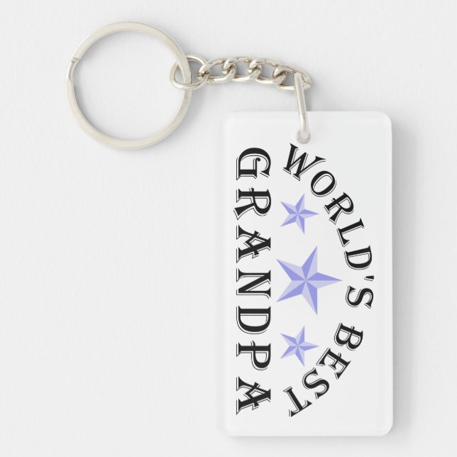 Worlds' Best Grandpa Blue Stars Keychain (Front)