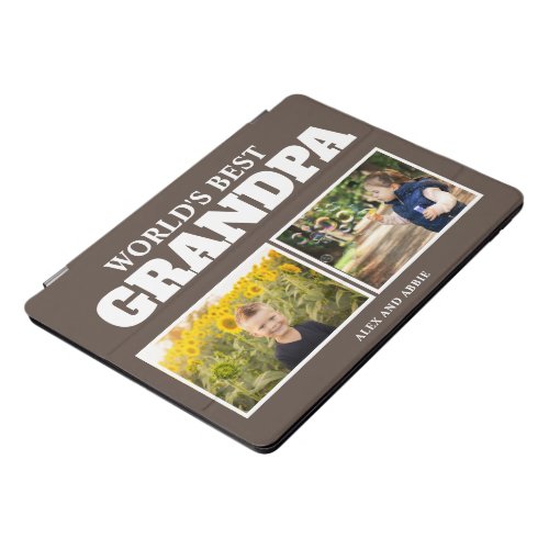 Worlds Best Grandpa Brown Photo Collage   iPad Pro Cover