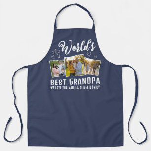 World's Best Grandpa Custom 3 Photo Collage Apron