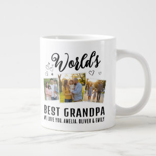 World's Best Grandpa Custom 3 Photo Collage Giant Coffee Mug