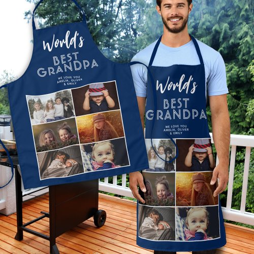 Worlds Best Grandpa Custom 6 Photo Collage Apron