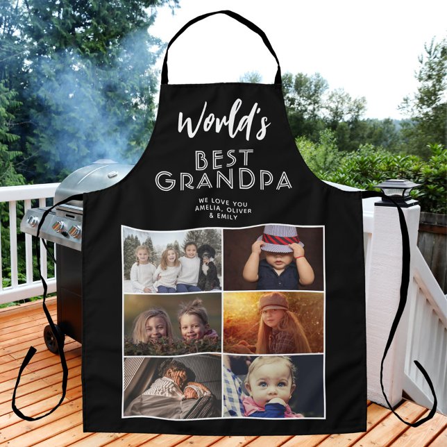World's Best Grandpa Custom 6 Photo Collage Apron (Creator Uploaded)
