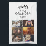 World's Best Grandpa Custom 6 Photo Collage Kitchen Towel<br><div class="desc">World's Best Grandpa Custom 6 Photo Collage kitchen towel. 6 photos and World's best grandpa in modern black typography on a white background. Personalize the apron with your photos. Great gift and a sweet keepsake for a grandpa for Father`s Day,  birthday or Christmas.</div>