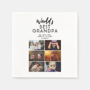 World's Best Grandpa Custom 6 Photo Collage Napkins