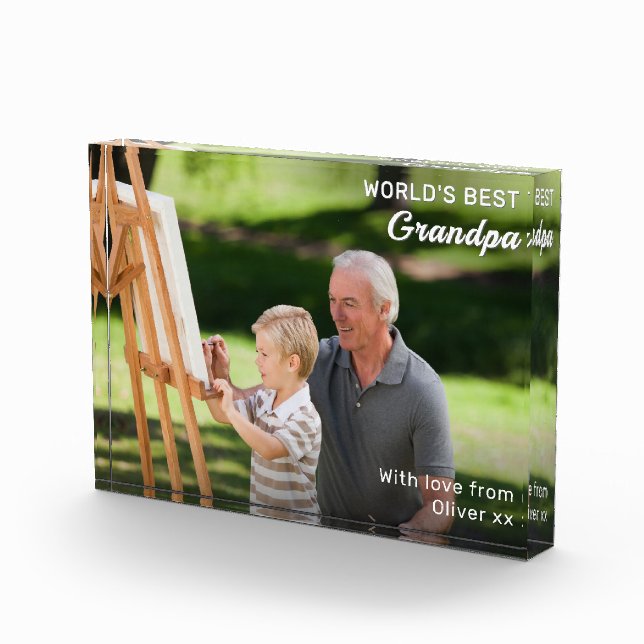 World's Best Grandpa Custom Photo Keepsake Acrylic Award (Right)