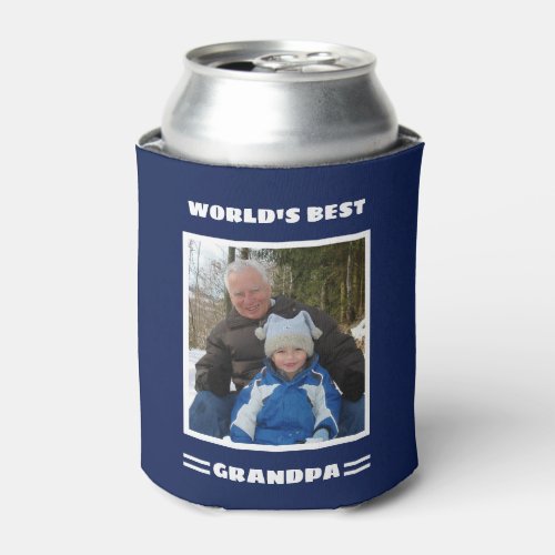 Worlds Best Grandpa Custom Photo Personalized Can Cooler