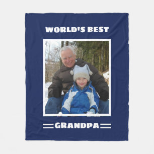 World's Best Grandpa Custom Photo Personalized Fleece Blanket