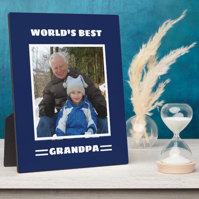 World's Best Grandpa Custom Photo Personalized Plaque (Side)