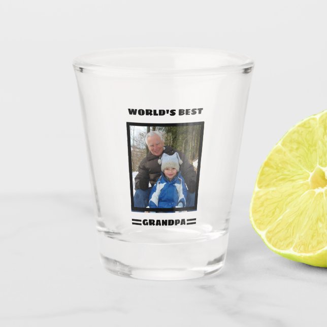 World's Best Grandpa Custom Photo Personalized Shot Glass (Front)