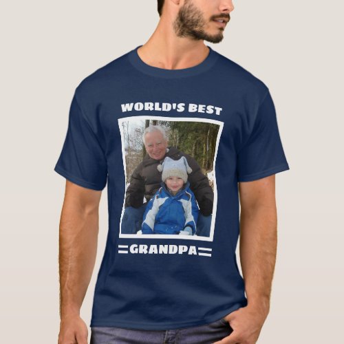 Worlds Best Grandpa Custom Photo Personalized T_Shirt